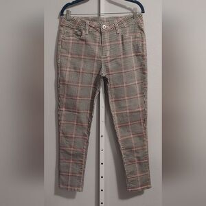 Women's Plaid Tummy Control Skinny Jean Pants Sz 31 / 12 or L (size rubbed off)